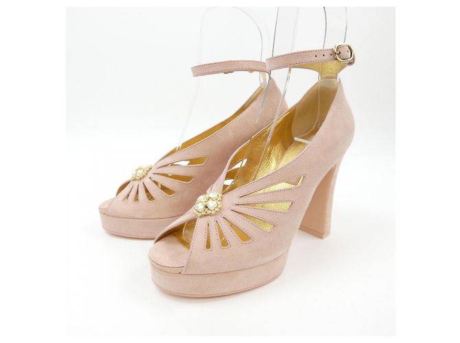 Timeless Sandali Chanel in pelle di vitello scamosciata Rosa - vista 3