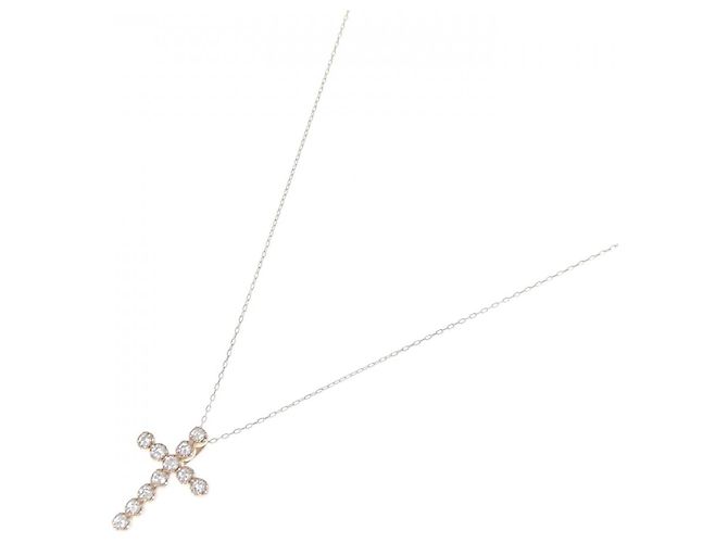 Autre Marque Collana Croce Diamante Au750 Rosa - vista 2