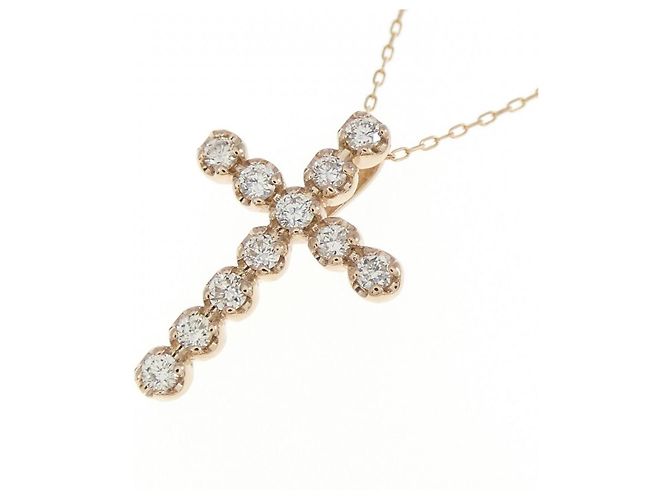 Autre Marque Collana Croce Diamante Au750 Rosa - vista 3