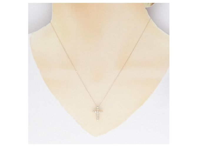 Autre Marque Collana Croce Diamante Au750 Rosa - vista 6