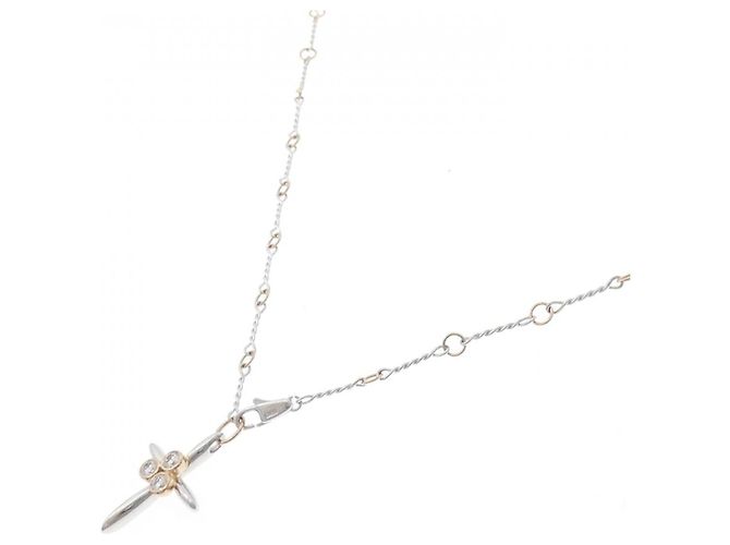Autre Marque Collana con Croce di Diamanti in Oro Bianco e Oro Rosa Au750 D'oro - vista 2