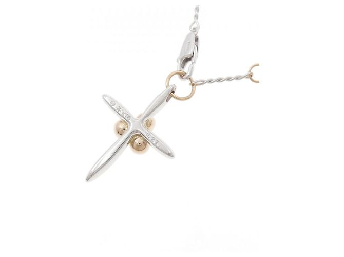 Autre Marque Collana con Croce di Diamanti in Oro Bianco e Oro Rosa Au750 D'oro - vista 4