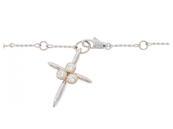 Autre Marque Collana con Croce di Diamanti in Oro Bianco e Oro Rosa Au750 D'oro - vista 5