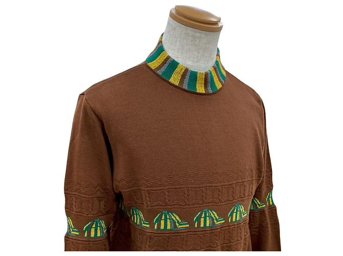 Christian Dior Wollpullover Braun Grün Gelb - Ansicht 2