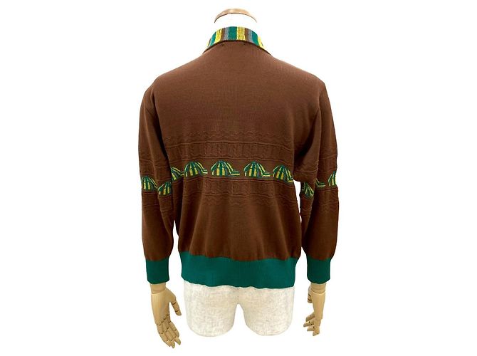 Christian Dior Wollpullover Braun Grün Gelb - Ansicht 3