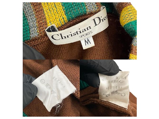 Christian Dior Wollpullover Braun Grün Gelb - Ansicht 4