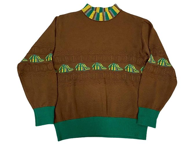 Christian Dior Wollpullover Braun Grün Gelb - Ansicht 5