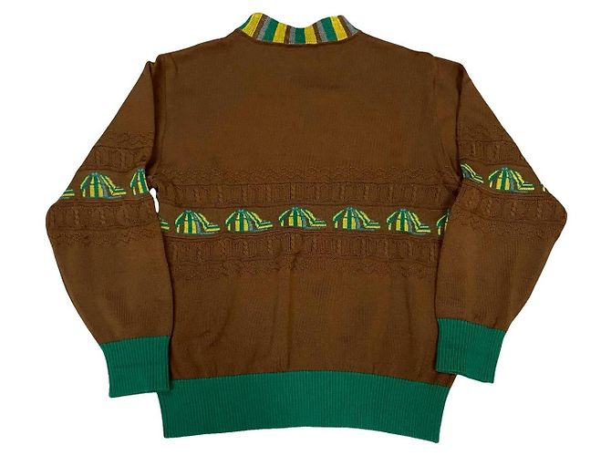 Christian Dior Wollpullover Braun Grün Gelb - Ansicht 6