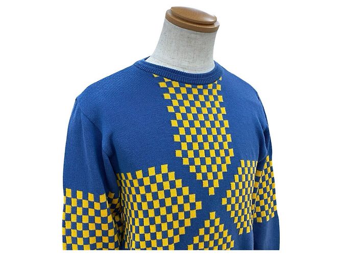 Christian Dior Wollstricktop Blau Gelb - Ansicht 2