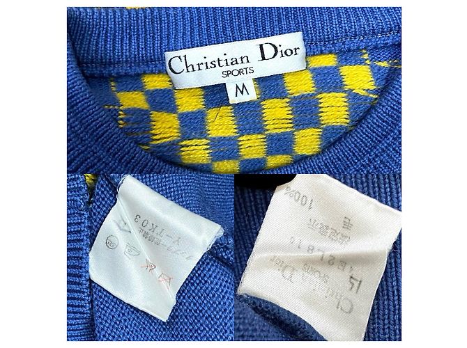 Christian Dior Wollstricktop Blau Gelb - Ansicht 4
