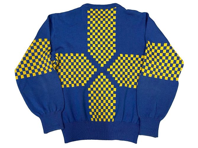 Christian Dior Wollstricktop Blau Gelb - Ansicht 6