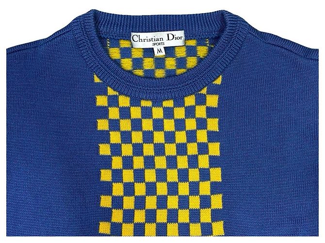 Christian Dior Wollstricktop Blau Gelb - Ansicht 7