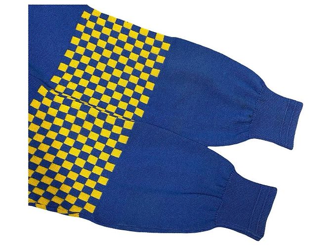 Christian Dior Wollstricktop Blau Gelb - Ansicht 8