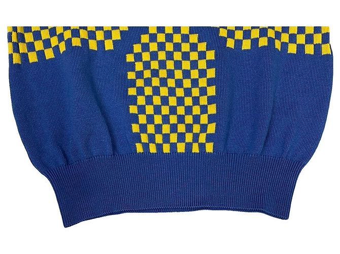 Christian Dior Wollstricktop Blau Gelb - Ansicht 9