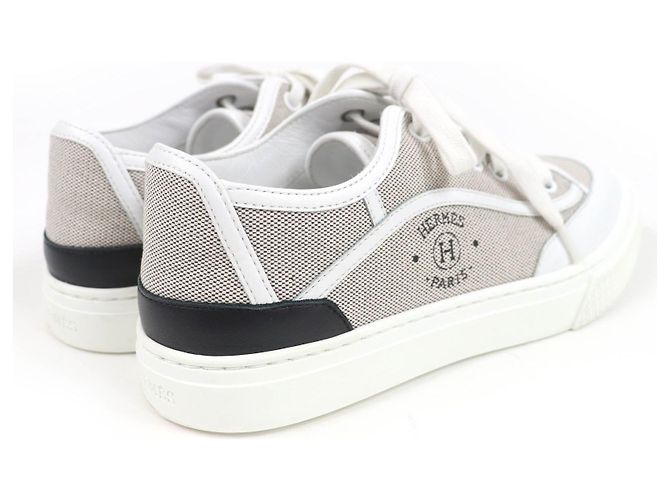 Hermès Sneakers in pelle Hermes Marrone Bianco - vista 2
