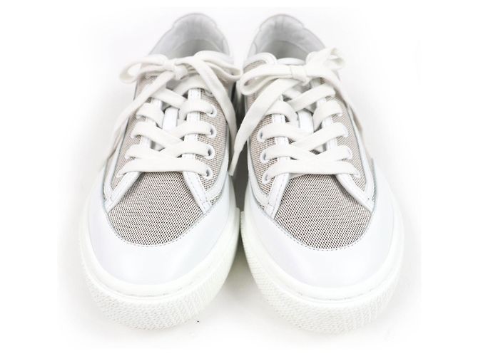 Hermès Sneakers in pelle Hermes Marrone Bianco - vista 3