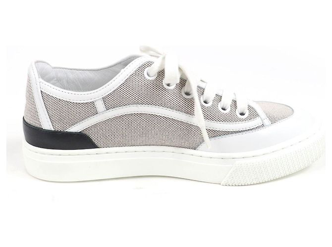 Hermès Sneakers in pelle Hermes Marrone Bianco - vista 5
