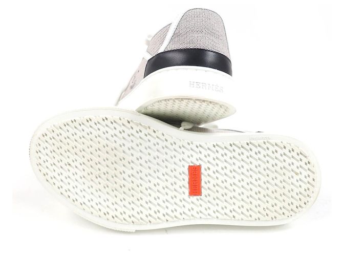 Hermès Sneakers in pelle Hermes Marrone Bianco - vista 6