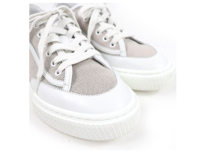 Hermès Sneakers in pelle Hermes Marrone Bianco - vista 7