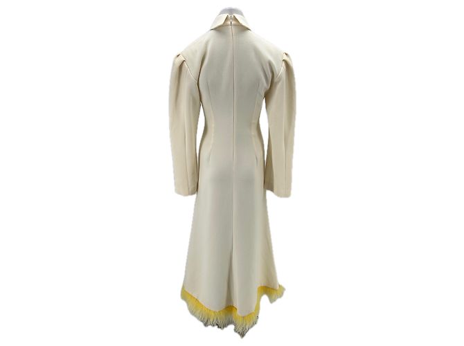 Autre Marque Cremefarbenes Kleid mit gelben Federn Beige - Ansicht 2