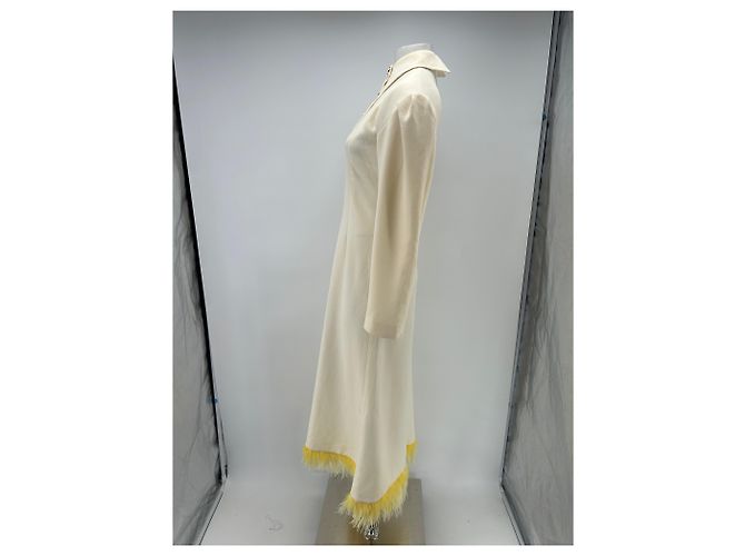 Autre Marque Cremefarbenes Kleid mit gelben Federn Beige - Ansicht 4
