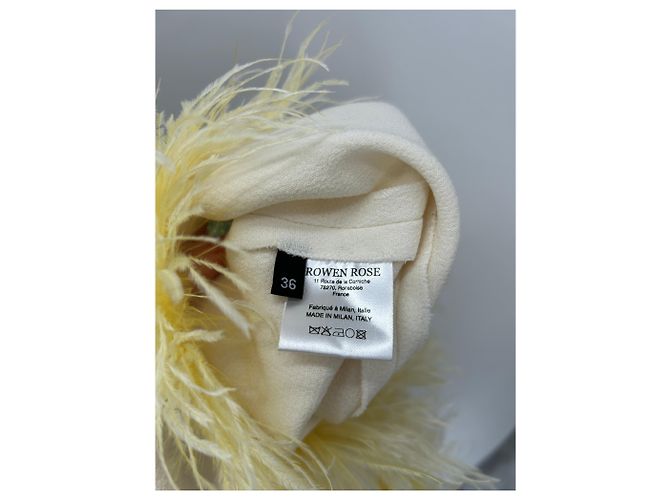 Autre Marque Cremefarbenes Kleid mit gelben Federn Beige - Ansicht 5