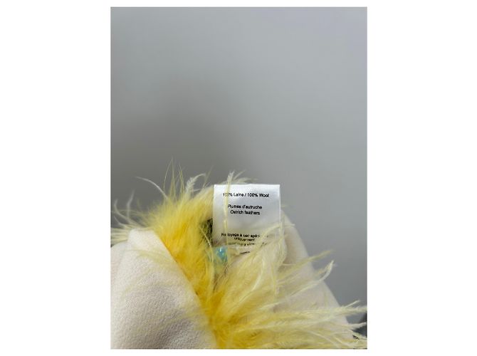 Autre Marque Cremefarbenes Kleid mit gelben Federn Beige - Ansicht 6