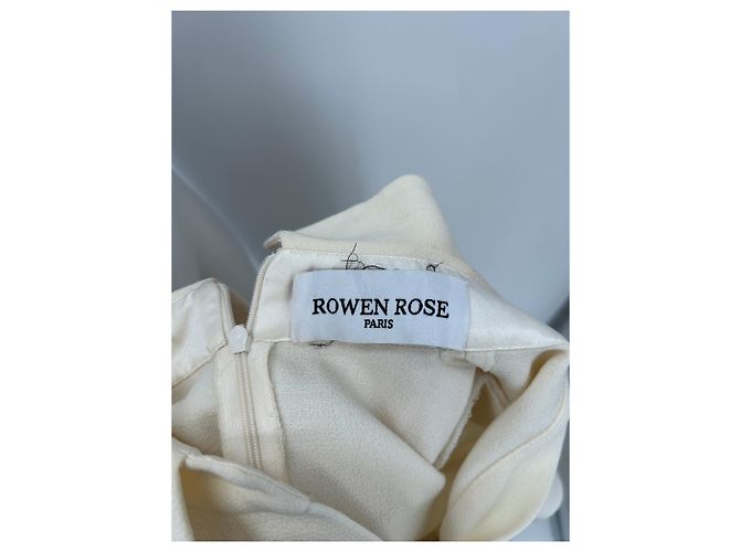 Autre Marque Cremefarbenes Kleid mit gelben Federn Beige - Ansicht 7