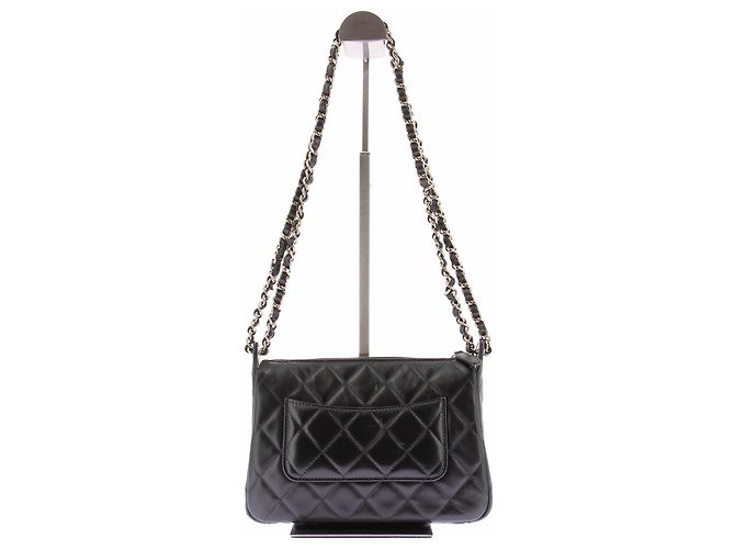Chanel Gesteppte schwarze Leder-"Camera Bag" - Ansicht 3