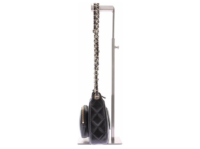 Chanel Gesteppte schwarze Leder-"Camera Bag" - Ansicht 5