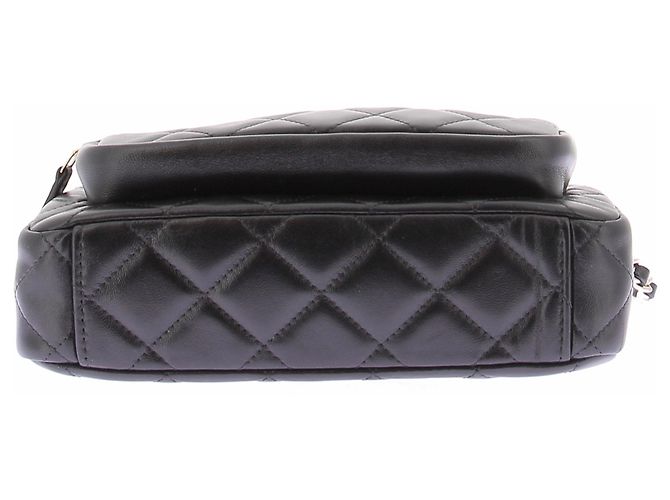 Chanel Gesteppte schwarze Leder-"Camera Bag" - Ansicht 7