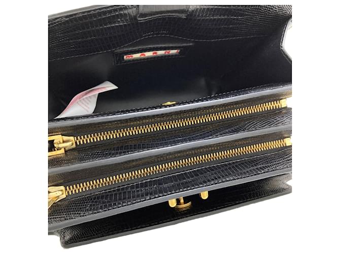 Borsa a tracolla Marni Trunk Reverse Embossed Leather Nero - vista 5