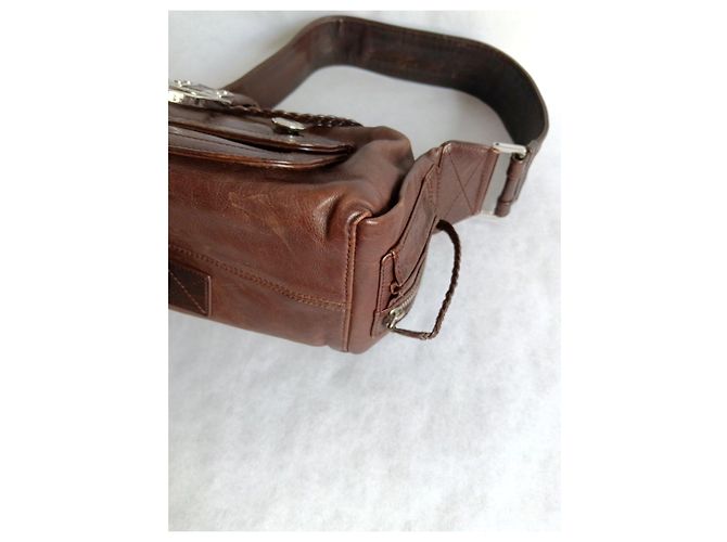Borsa a tracolla Dior Flight in pelle marrone - vista 10