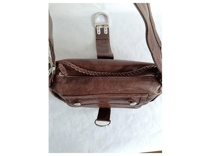 Borsa a tracolla Dior Flight in pelle marrone - vista 11