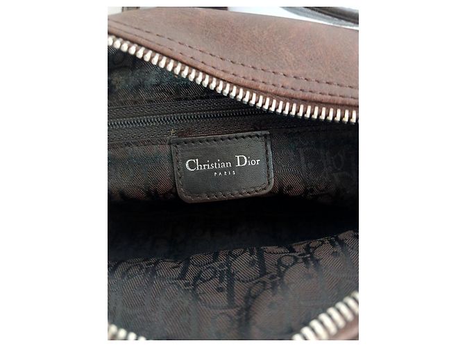 Borsa a tracolla Dior Flight in pelle marrone - vista 13