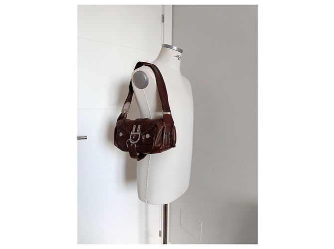 Borsa a tracolla Dior Flight in pelle marrone - vista 16