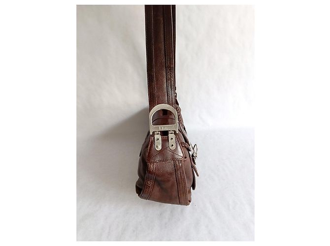 Borsa a tracolla Dior Flight in pelle marrone - vista 2