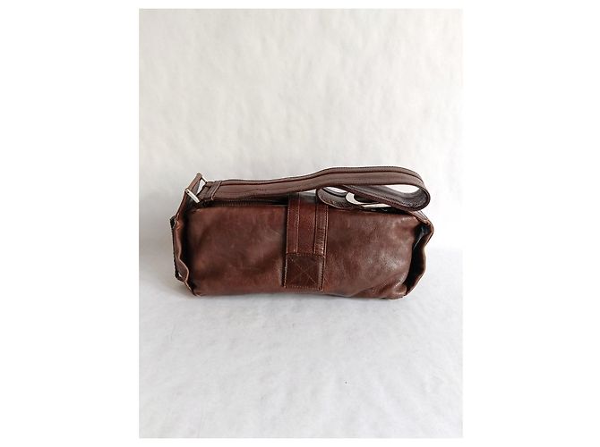 Borsa a tracolla Dior Flight in pelle marrone - vista 3