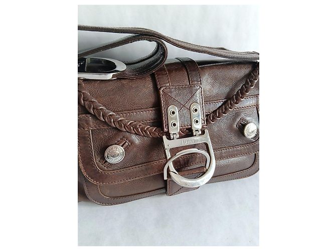 Borsa a tracolla Dior Flight in pelle marrone - vista 6