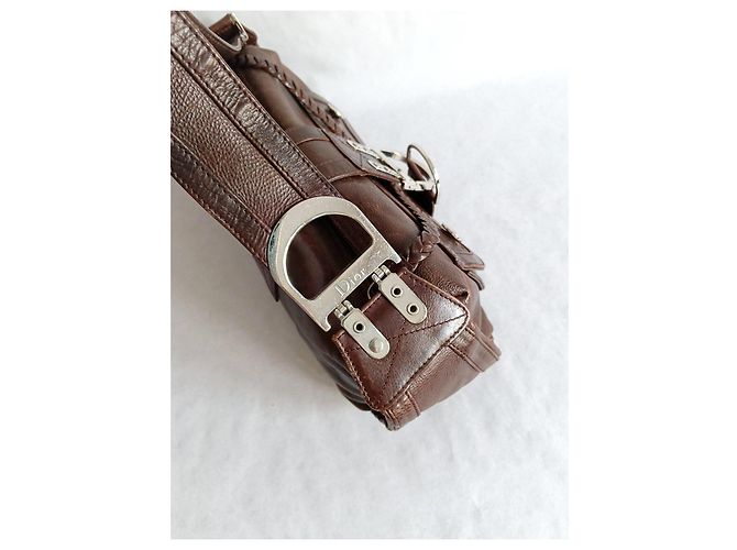 Borsa a tracolla Dior Flight in pelle marrone - vista 7