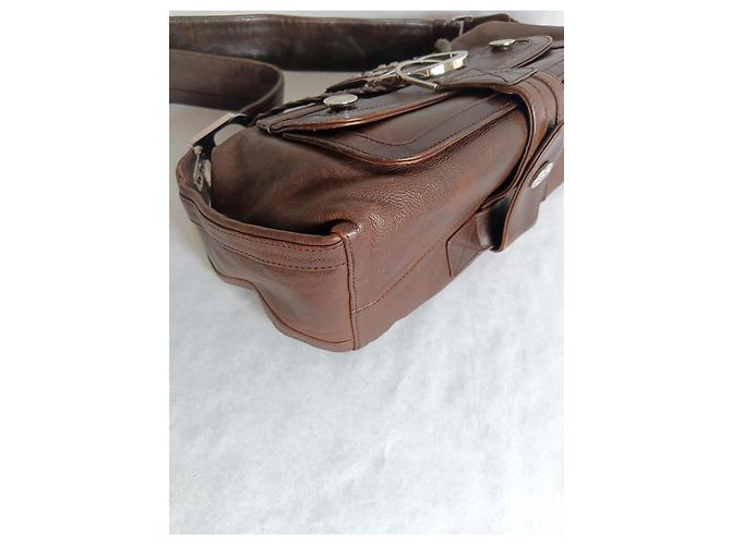 Borsa a tracolla Dior Flight in pelle marrone - vista 8