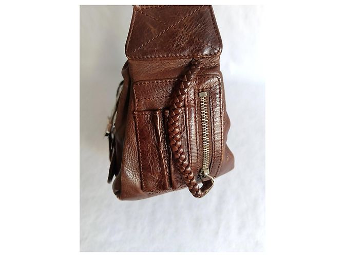 Borsa a tracolla Dior Flight in pelle marrone - vista 9