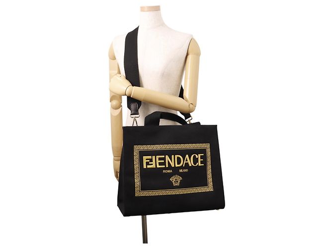 Fendi Tote Bag - Versace Kooperation Schwarz Golden - Ansicht 5