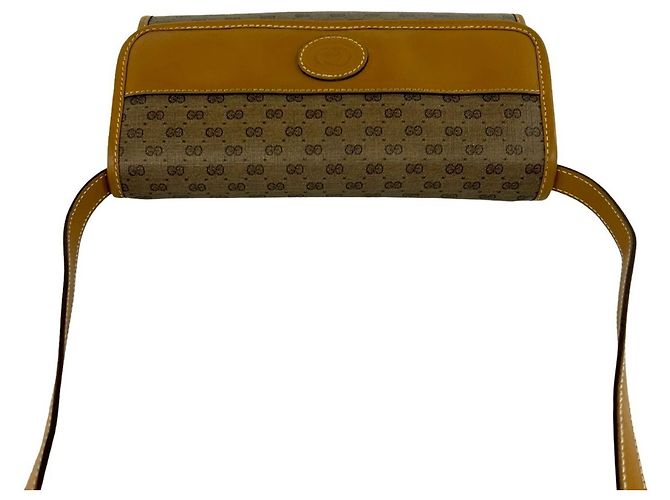 Mini bolsa de ombro em couro Gucci Vintage Micro GG Logo Marrom - vista 4