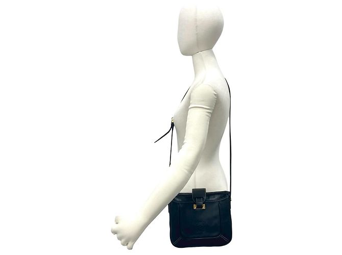 Borsa a tracolla in pelle con logo Anagram in rilievo Loewe Nero - vista 2
