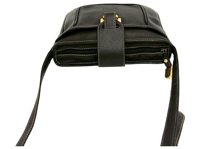 Loewe Vintage Anagram Logo Prägeleder Mini Schultertasche Schwarz - Ansicht 4