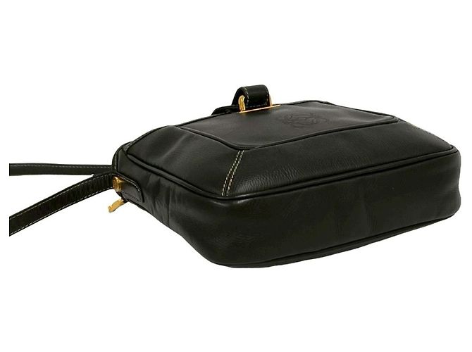 Loewe Vintage Anagram Logo Prägeleder Mini Schultertasche Schwarz - Ansicht 7