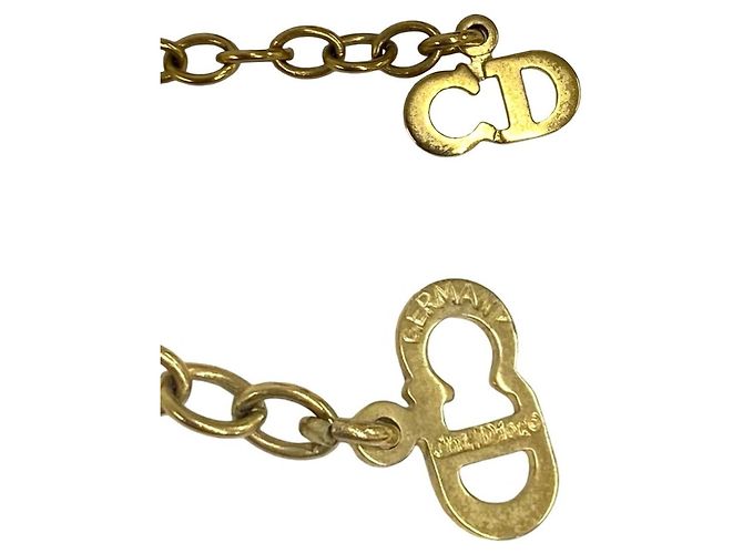 Collana a catena placcata oro con motivo logo Christian Dior CD - vista 3