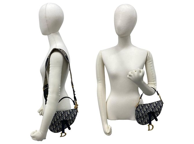 Borsa Saddle Oblique Christian Dior Blu navy - vista 2