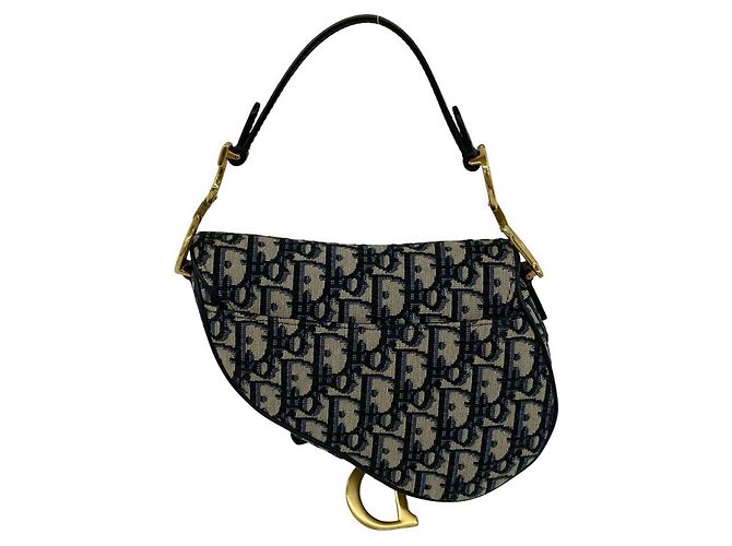 Borsa Saddle Oblique Christian Dior Blu navy - vista 3